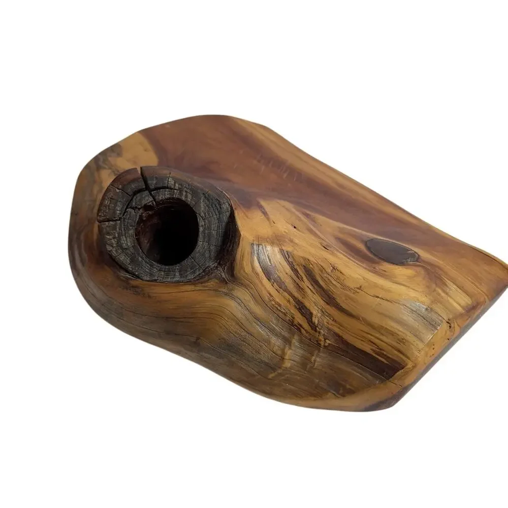 Handmade two tone wood Charcuterie Cheese Serving Board Vase Candle Hold 17